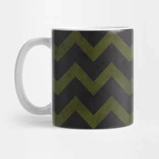 Dark gray army green vintage chevron pattern lines retro distressed Mug